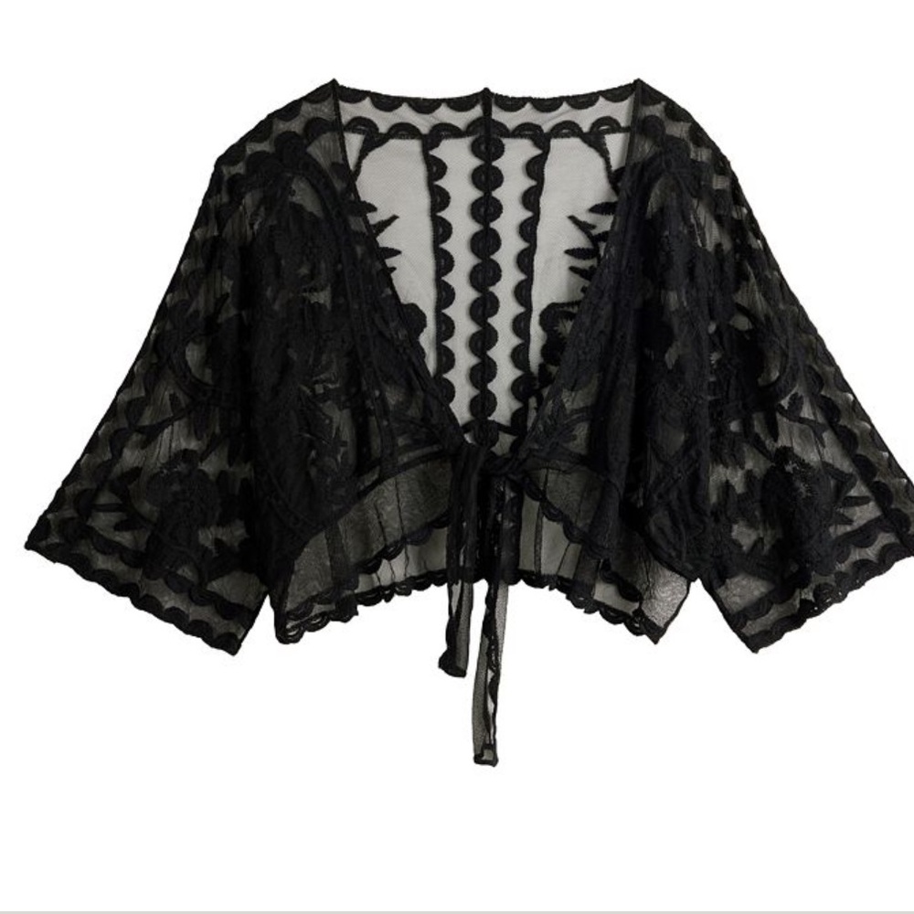 LC Lauren Conrad Black Lace Blouse